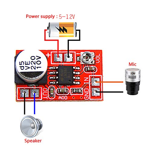 LinkMejor 3pcs Super Mini Electret Amplificatore Micro MIC Condensatore Mini Microfono Amplificatore Scheda DC 5V-12V