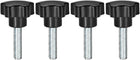 4 Pcs Star Knobs Grips M10 x 40mm Male Thread Steel Zinc Stud Black PP
