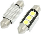 2 Pcs Car 5050 White Surface Mount Device 3 LED Error Free Canbus License Plate Light 36mm w Heatsink internal