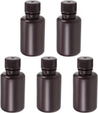 Plastic Lab Chemical Reagent Bottle 60ml/2oz Small Mouth Sample Sealing Liquid Storage Container Brown 5pcs