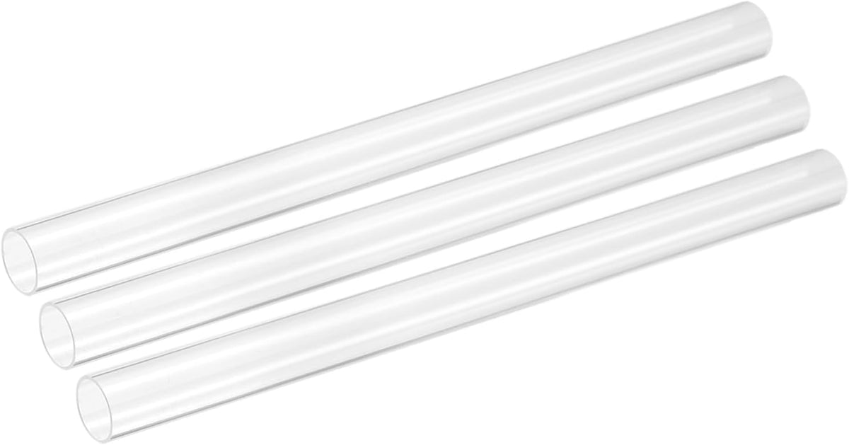 3Pcs Clear Rigid Acrylic Pipe, 13mm(0.51") ID x 15mm(0.59") OD 10" Round Polycarbonate Tube Plastic Tubing for Plumbing, Lighting, Aquarium, DIY Projects