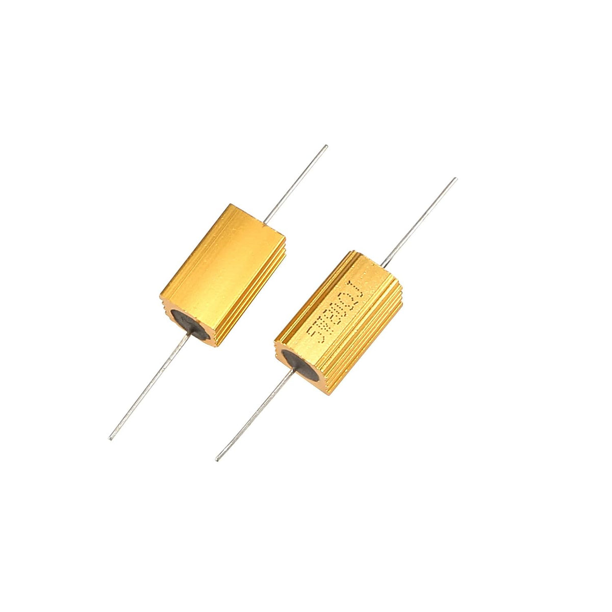 5W 80 Ohm Axial Gold Tone Heatsink Aluminum Clad Resistor 2Pcs