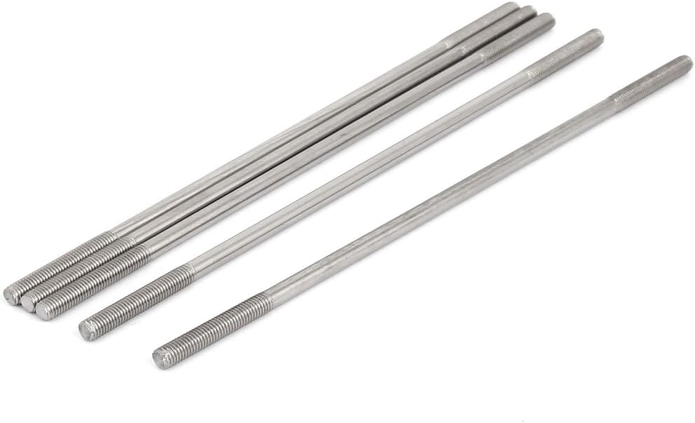 M5x180mm 304 Stainless Steel Double End Threaded Stud Screw Bolt 5pcs
