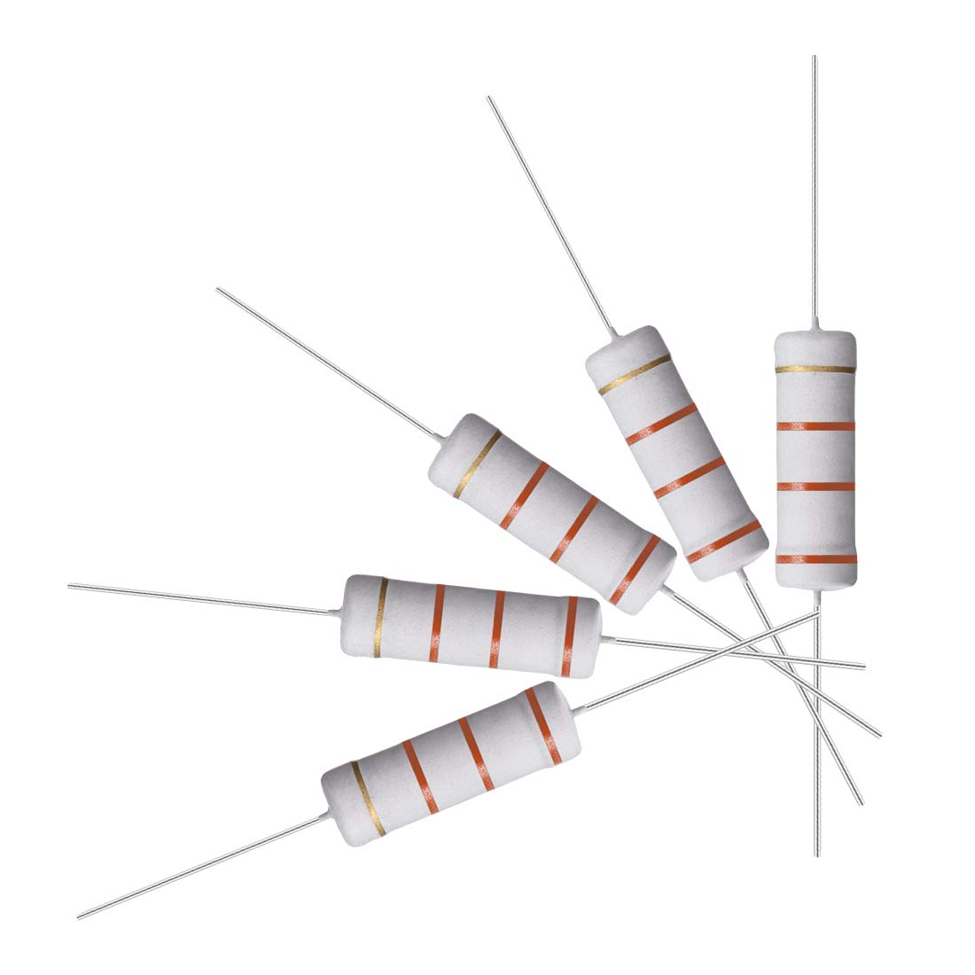 10Pcs 33K Ohm Resistor, 5W 5% Tolerance Metal Oxide Film Resistors, Axial Lead, Flame Proof for DIY Electronic Projects and Experiments