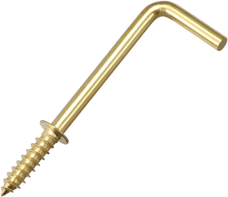 1.8" Screw Eye Hooks Self Tapping Screws Screw-in Hanger Hooks with Plate Golden 20pcs