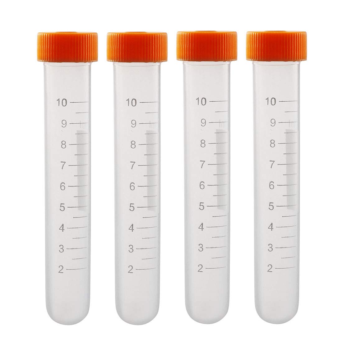 10 Pcs 10ml Plastic Centrifuge Tubes with Screw-on Cap, Polypropylene Graduated Micro Centrifuge Tube, Round Bottom, Orange, Storage Container for Beads Sample Lab