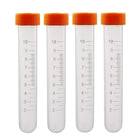 10 Pcs 10ml Plastic Centrifuge Tubes with Screw-on Cap, Polypropylene Graduated Micro Centrifuge Tube, Round Bottom, Orange, Storage Container for Beads Sample Lab