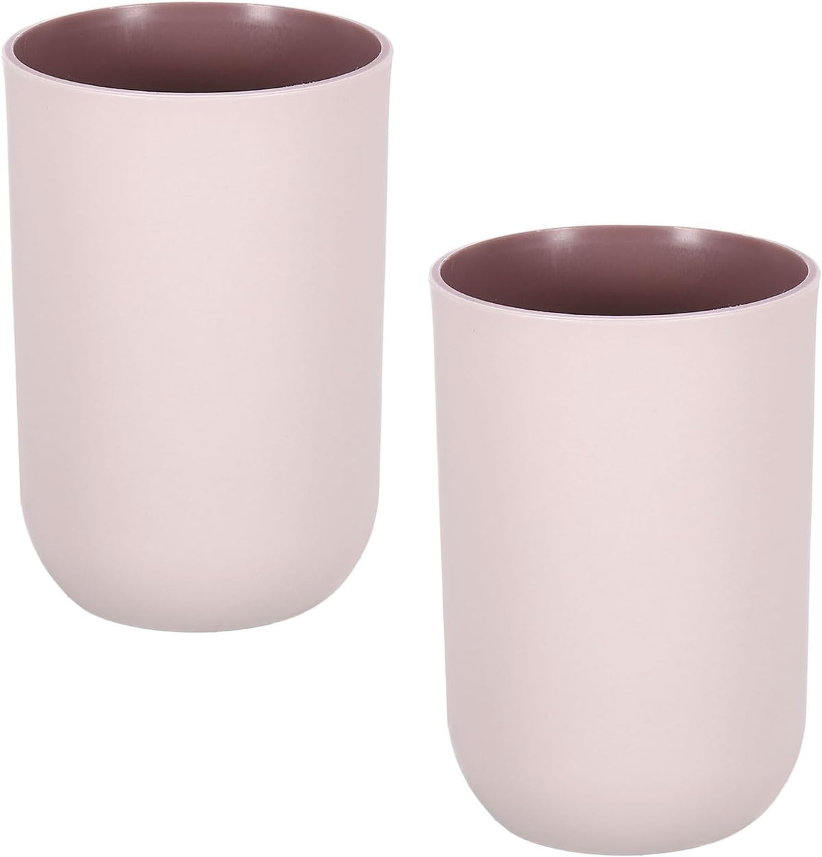 2Pcs Plastic Drinkbekers, Dubbele Kleur Onbreekbaar Herbruikbaar Badkamer Tandsteel Cup Mondwater Cup Tandborstelhouder, Roze