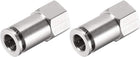 Push to Connect Tube Fittings 8mm Tube OD x 1/4 PT Female Straight Pneumatic Connector Pipe Fitting Silver Tone 2Pcs