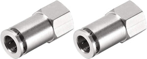 Push to Connect Tube Fittings 8mm Tube OD x 1/4 PT Female Straight Pneumatic Connector Pipe Fitting Silver Tone 2Pcs