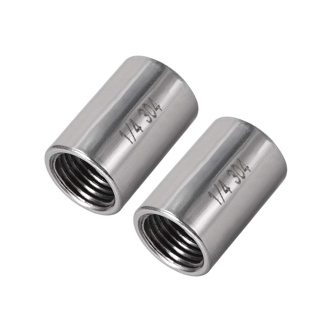 Stainless Steel 304 Cast Pipe Fittings Coupling Fitting 1/4 X 1/4 G Female 2pcs