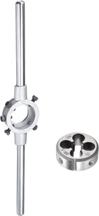 Die Stock Handle Wrench 30mm Dia M10-M11 Metric Round Die Holder, 3/8-24 UNF Round Dies Machine Thread Threading Dies 1.2" OD Tool Steel