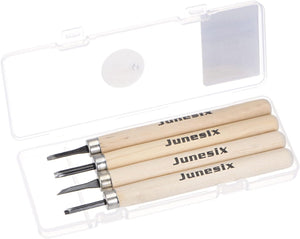 4pcs Wood Carving Knife Tools Chisels Set, 50# Carbon Steel Small Flat Diagonal Round Triangle Graver for DIY Craft Sculpture Carpenter Beginners Experts, 1 Set