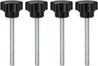 4 Pcs Star Knobs Grips M6 x 70mm Male Thread Steel Zinc Stud Black PP