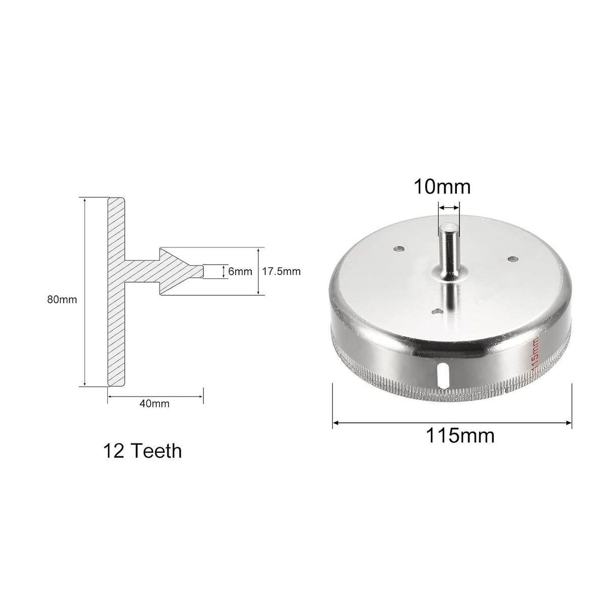 115mm Diamantbeschichtete Bohrstiche, 6mm Schraubenschlüssel mit 12 Zähnen für Bohrstiche mit einem Durchmesser von 1,5–13mm, 2 Stück