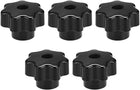 5 Pcs Star Knob Grip Handle M6 Diameter Brass Insert Female Thread Black