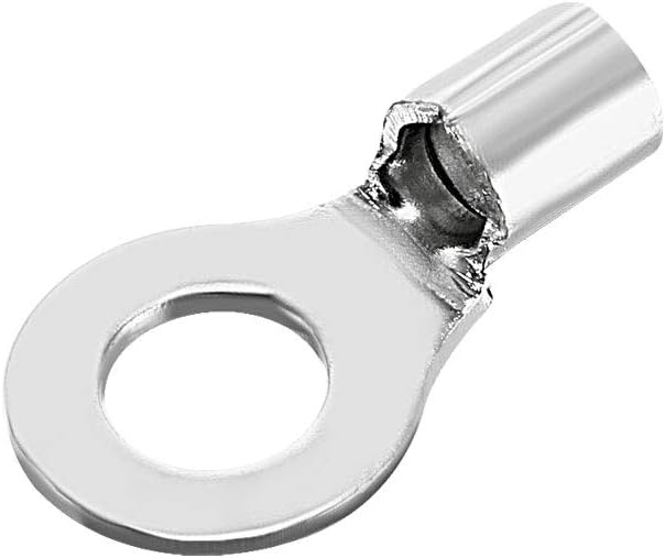 Copper Wire Lugs,12-10AWG RNB5.5-6 4-6mm2,Bolt Hole,Battery Cable Ends Eyelets Crimp Tubular Ring Terminals Connectors Silver Tone 10Pcs