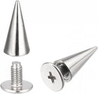 LinkMejor 6x12mm Screw Back Rivets, 20 Sets Solid Leather Studs Spike for DIY Silver Tone