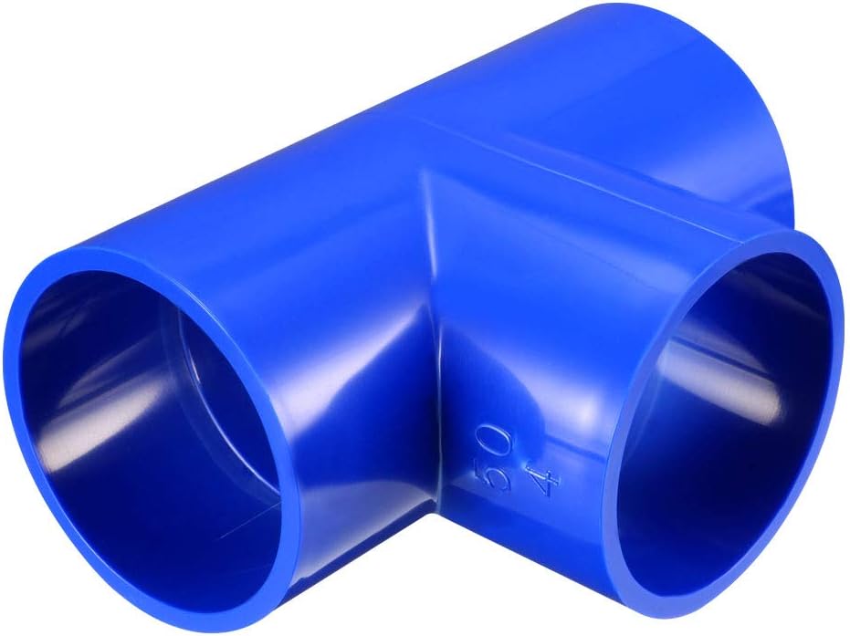 50mm Slip Tee PVC Pipe Fitting T-Shaped Coupling Connector Blue