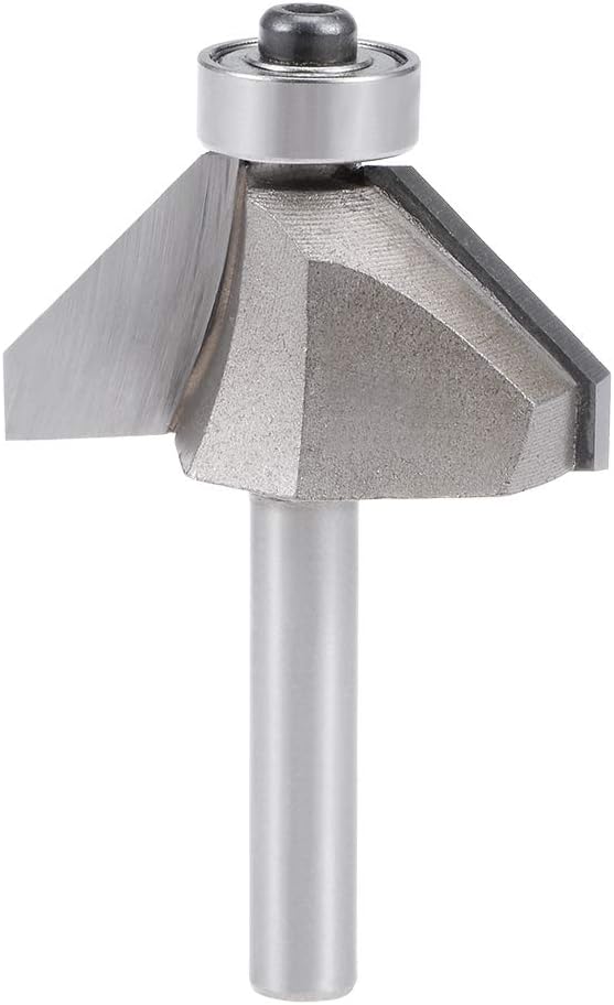 Chamfer Router Bit 45 Degree 1/4" Shank 2/3" Cutting Height Edge Forming Router Bit for Woodworking, 2.26" (57.5mm) Length