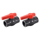 Ball Valve, 1" Slip PVC Socket End Valve T-Handle Water Shut-Off Valve for Irrigation and Water Treatment Dark Gray Red 2Pcs