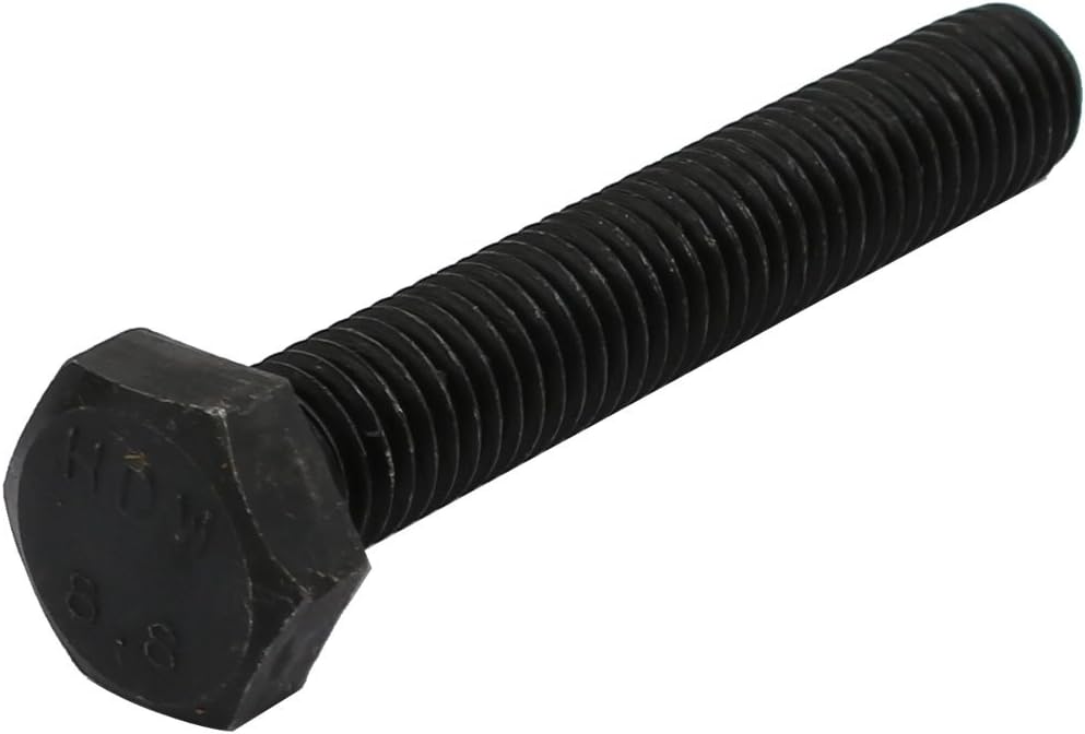 8.8 Grade M10x60mm Full Threaded Left Hand Thread Hex Head Bolt Black