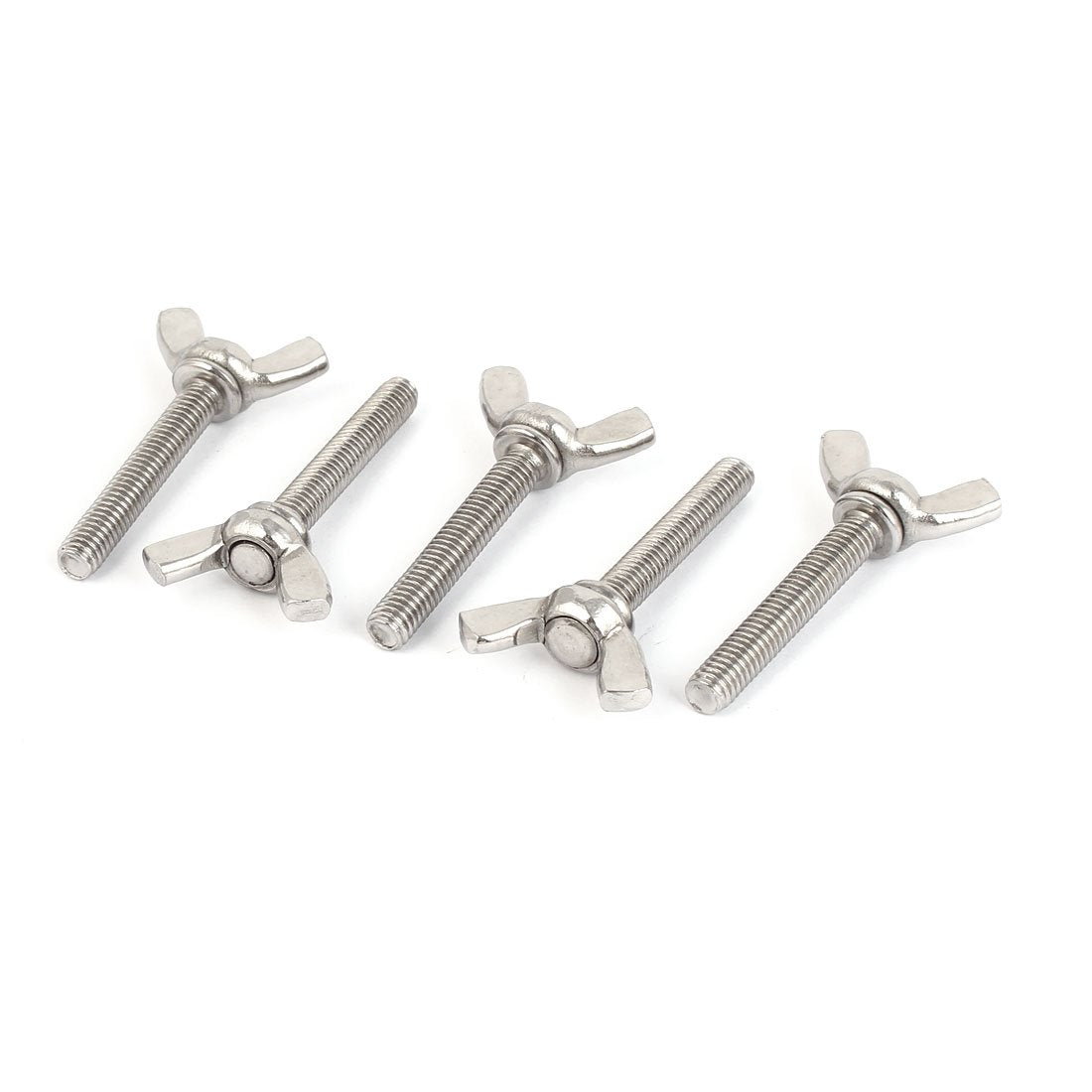 Metric M6 1mm Pitch 304 Stainless Steel Butterfly Wing Nut Screw 5pcs