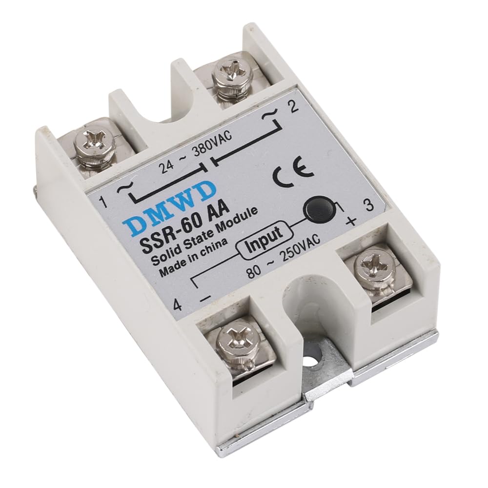 SSR-60AA Solid State Relay AC to AC (Input 80-250V AC Output 24-380V AC) 2 PCS Single Phase