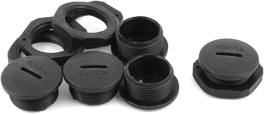 M25 x 1.5cm Plastic Round Head Pipe Adapter Black 5Pcs
