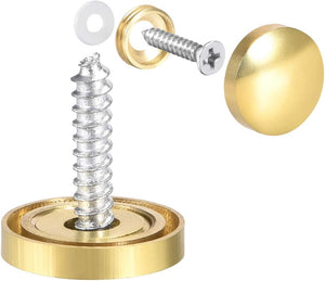 Mirror Screws Decorative Caps Cover Nails Polished Gold 16mm 8pcs
