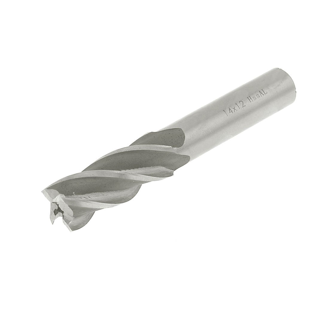Silver Tone Helical Groove 4 Flute 14mmx26mmx83mm End Mill