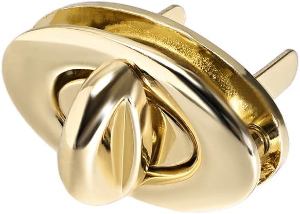 LinkMejor 1 Set Oval Purses Twist Lock 33mm x 19mm Clutches Closures for DIY Bag Making - Light Gold