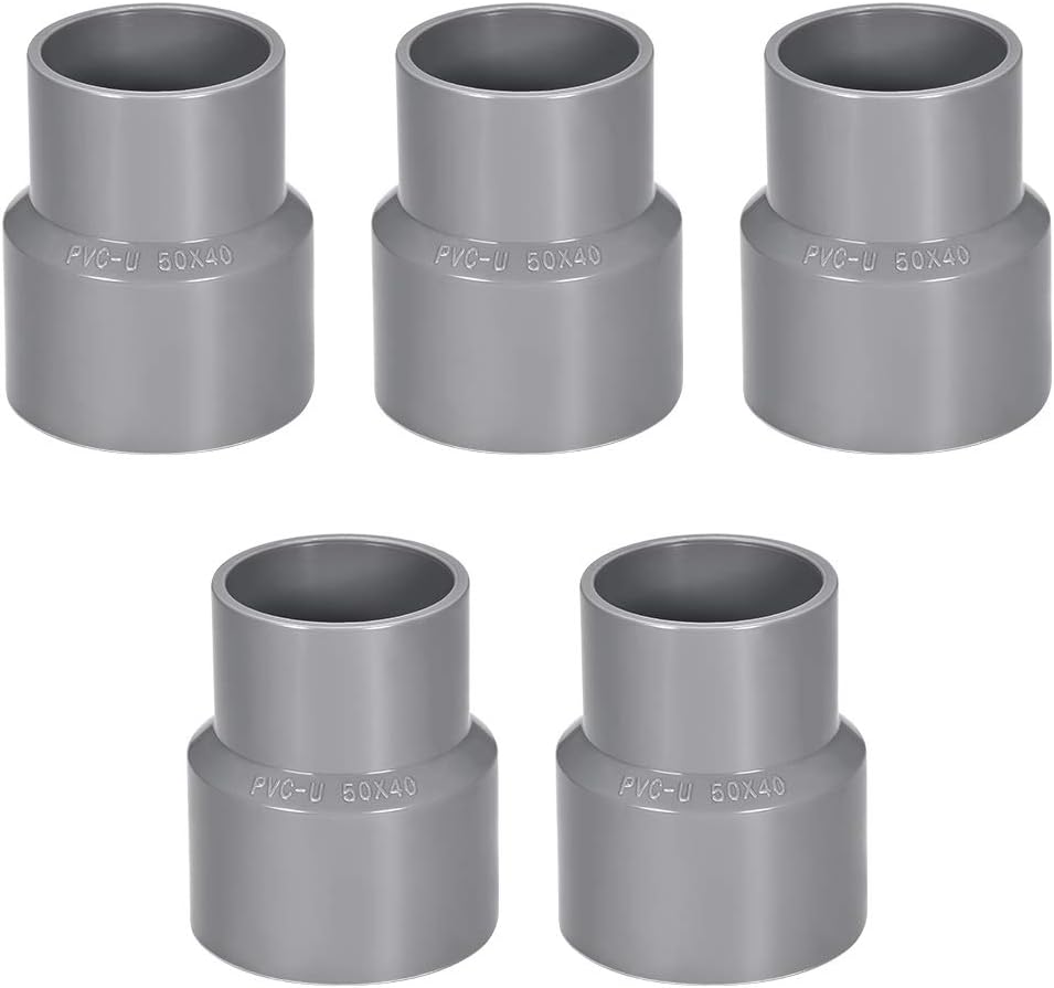 PVC DWV Reducing Coupling Schedule 40 Gray 40mm x 50mm Socket 5Pcs
