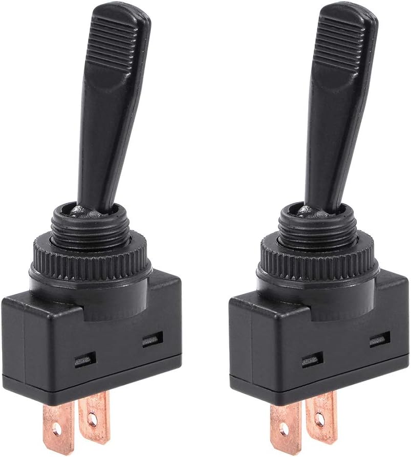 2Pcs SPST Latching Rocker Toggle Switch 20A 12V 2P ON-Off Flat Rod Black