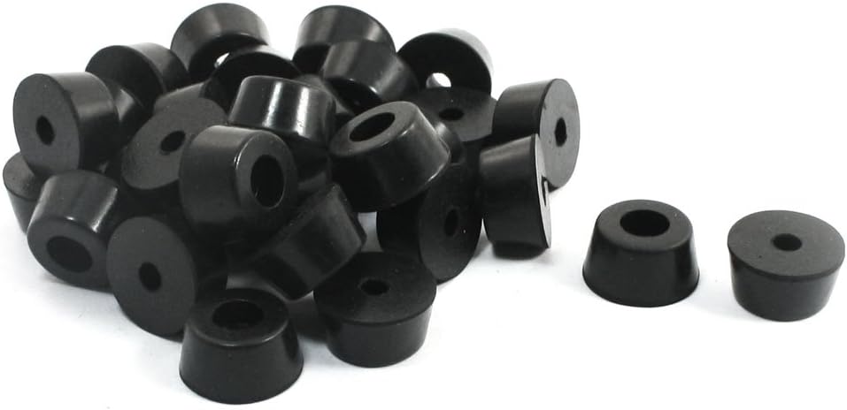 Home Furniture Black Universal Tapered Rubber Feet Bumper Washer Brushing 13mm X 7mm 29 Pcs