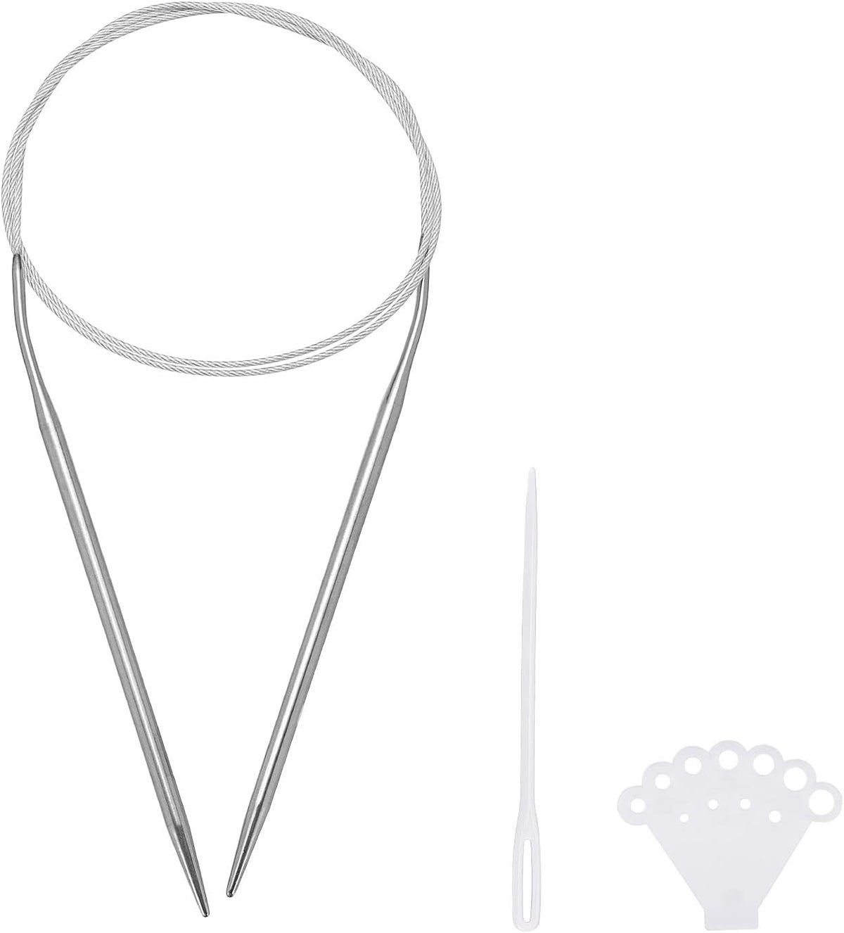 Circular Knitting Needles Kit, 39.37 Inches Length 4.8mm Dia Round Stainless Steel Sweater Needle for Handmade Projects DIY Knitting