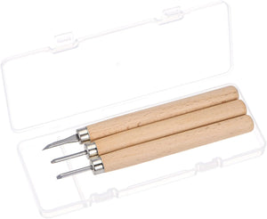 3pcs Wood Carving Knife Tools Chisels Set, Tungsten Steel Small Diagonal Round Triangle Graver for DIY Craft Sculpture Carpenter Beginners Experts, 1 Set
