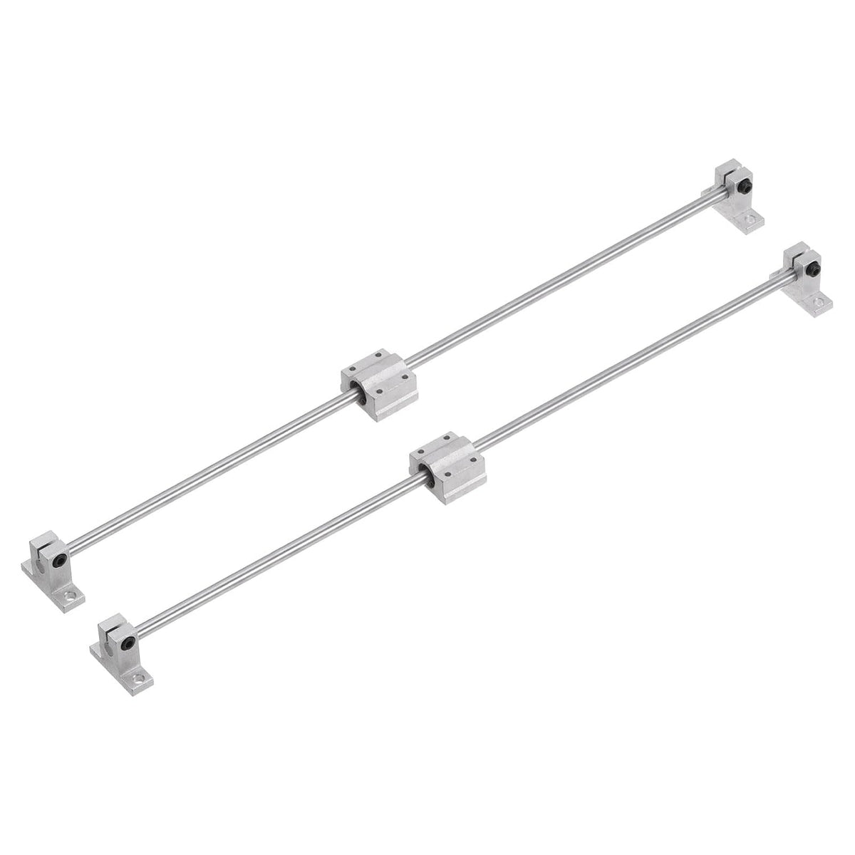 Linear Motion Rod Shaft Guide Set 2pcs 8mm x 500mm Linear Motion Guides Steel Plated Smooth with 2pcs SCS8UU Bearing Block & 4pcs Shaft Support for Automated Machines CNC