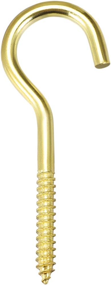 2.8" Screw Eye Hooks Self Tapping Screws Screw-in Hanger Eye-Shape Ring Hooks with Plate Golden 15pcs