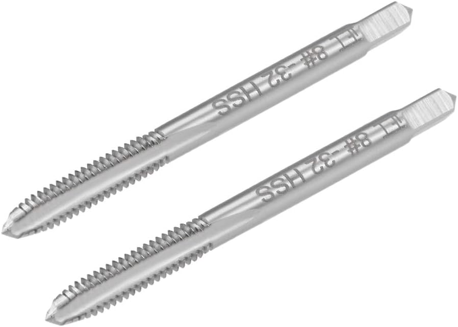 Machine Tap #8-32UNC Thread 2B Class 3 Flutes High Speed Steel Screw Threading Tap Tapping Tool 2pcs