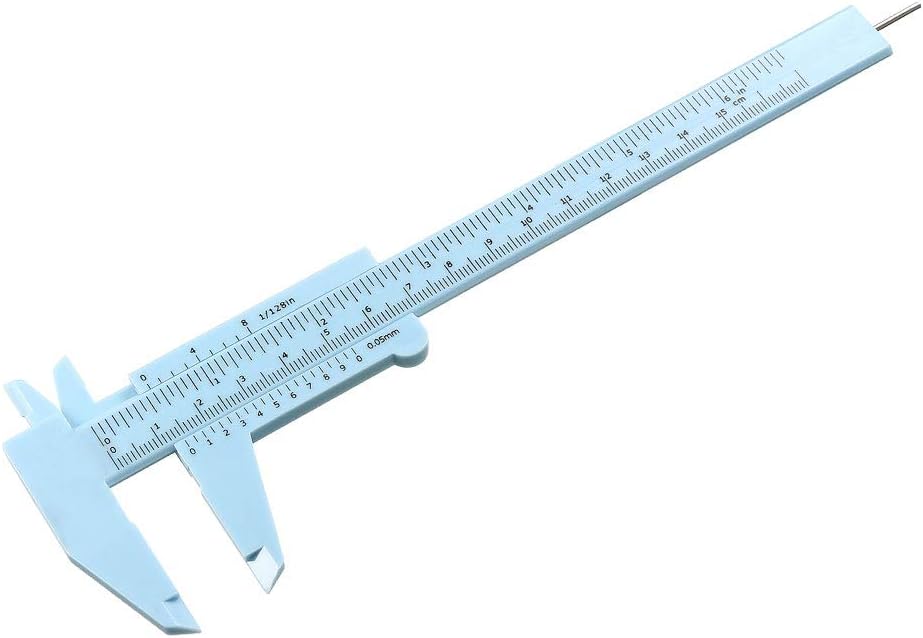 Vernier Caliper 150mm Mini Double Scale Plastic Metal Ruler Measuring Tool Blue