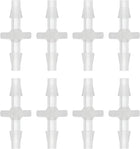 8Pcs Plastic Hose Barb Fitting, 1/8" x 1/8" Barb Pipe Connectors Hose Fitting Adapter Splicer Mender Adapter Union for Fuel Gas Liquid Air Hose Repair