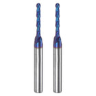 2pcs Ball Nose End Mill CNC Router Bit, 1/16" Radius 1/4" Shank Solid Carbide Nano Coated Upcut Spiral 2 Flutes Cutter Milling Tool, 1/8" Dia 2-1/2" Total Length