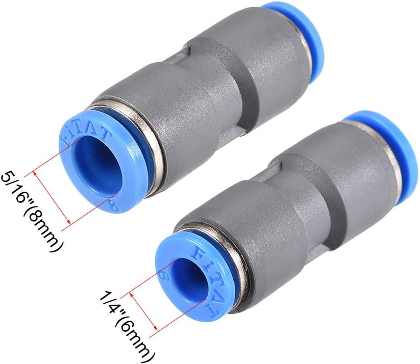 Düz İletim Bağlayıcı Azaltıcı Uygun 8mm'den 6mm'ye Hızlı Açılıp Kapama Hava Bağlayıcı Plastik Birleşik Boru Ucu Uygun Gri 10Adet