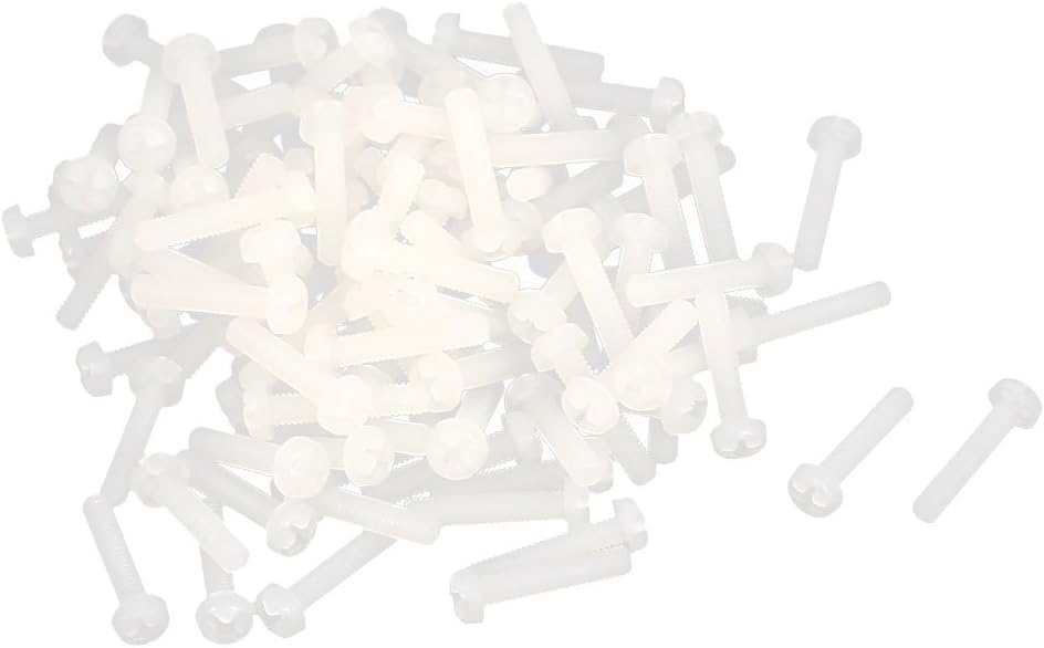 M2.5 x 12mm Nylon Phillips Round Head Machine Screws Bolt Beige 100pcs