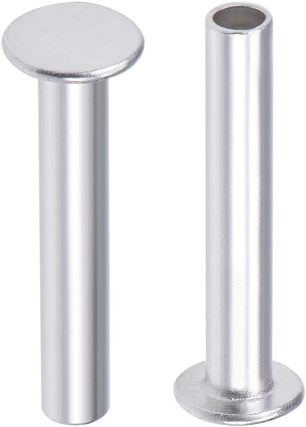 50 Pcs 5mm x 30mm Aluminum Flat Head Semi-Tubular Rivets Silver Tone