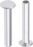 50 Pcs 5mm x 30mm Aluminum Flat Head Semi-Tubular Rivets Silver Tone