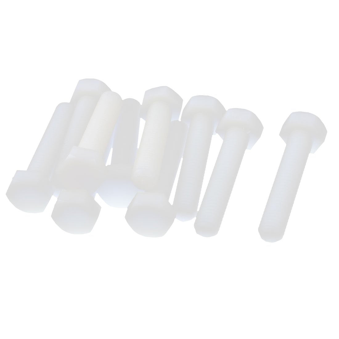 Hexagon M10 x 50mm Nylon Plastic Screw Threaded Pack of 10PCS