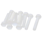 Hexagon M10 x 50mm Nylon Plastic Screw Threaded Pack of 10PCS