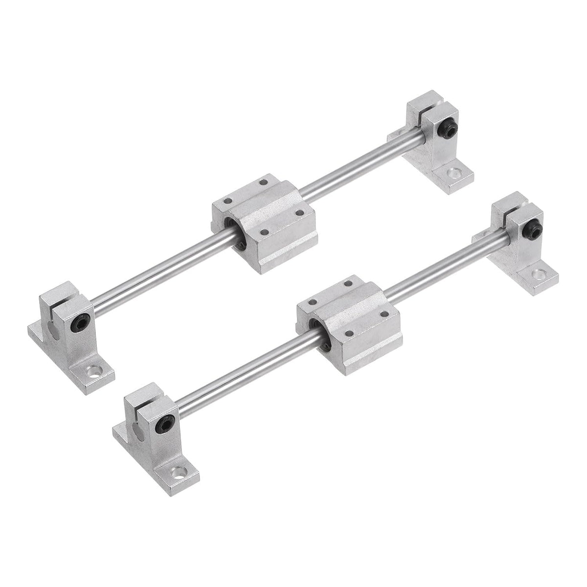 Linear Motion Rod Shaft Guide Set 2pcs 8mm x 200mm Linear Motion Guides Steel Plated Smooth with 2pcs SCS8UU Bearing Block & 4pcs Shaft Support for Automated Machines CNC
